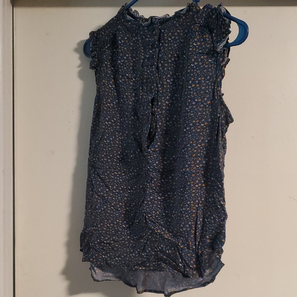 LOFT Navy Floral Blouse